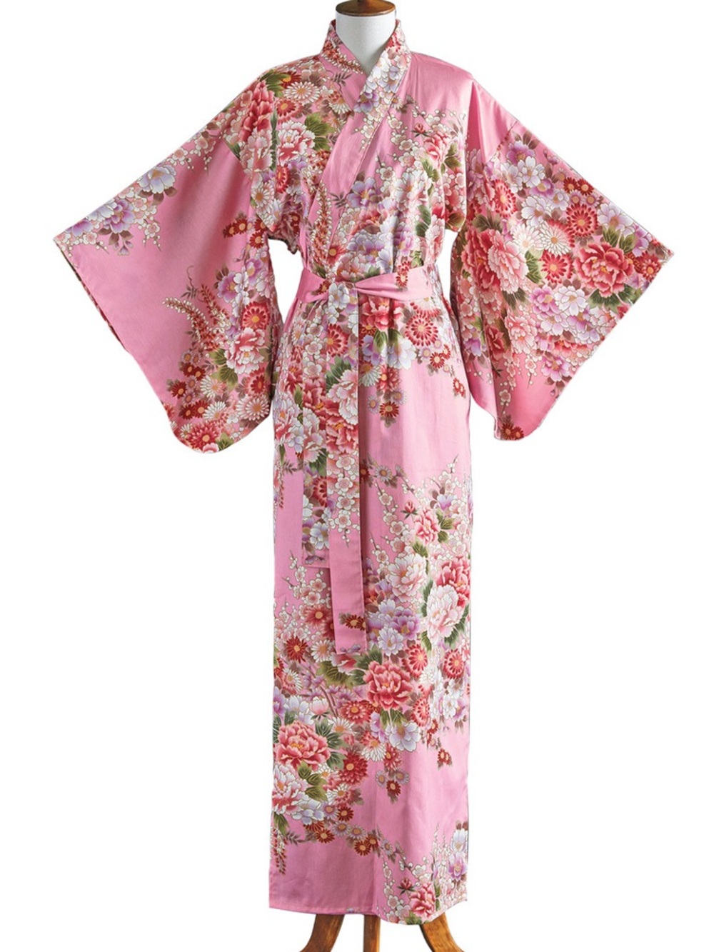 Smithsonian Kimono Cotton Pink Floral Size S Made In Japan